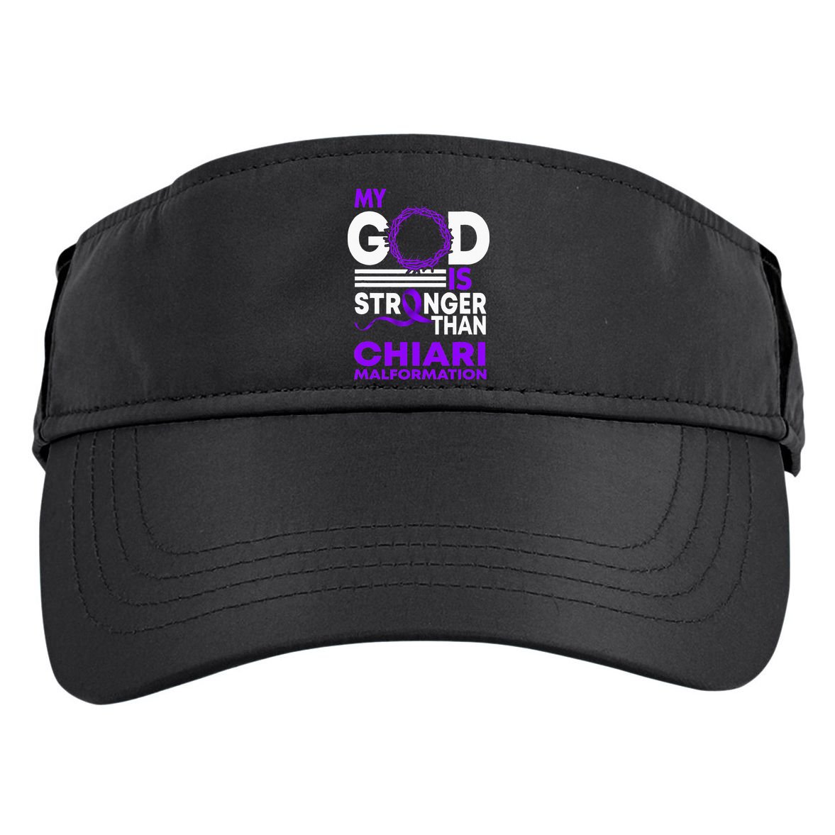 My God Is Stronger Than Chiari Malformation Awareness Ribbon Adult Drive Performance Visor