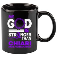 My God Is Stronger Than Chiari Malformation Awareness Ribbon 11oz C Handle Ceramic Mug