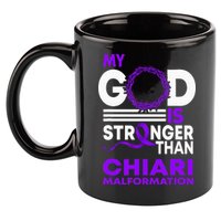 My God Is Stronger Than Chiari Malformation Awareness Ribbon 11oz C Handle Ceramic Mug