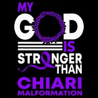 My God Is Stronger Than Chiari Malformation Awareness Ribbon Flat Bill Trucker Hat