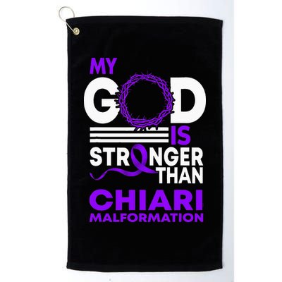 My God Is Stronger Than Chiari Malformation Awareness Ribbon Golf Towel