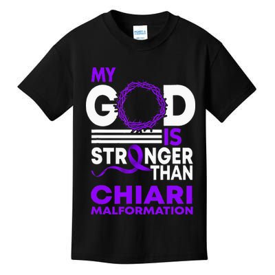 My God Is Stronger Than Chiari Malformation Awareness Ribbon Kids T-Shirt