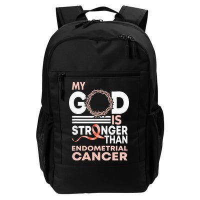 My God Is Stronger Than Endometrial Cancer Awareness Ribbon Backpack