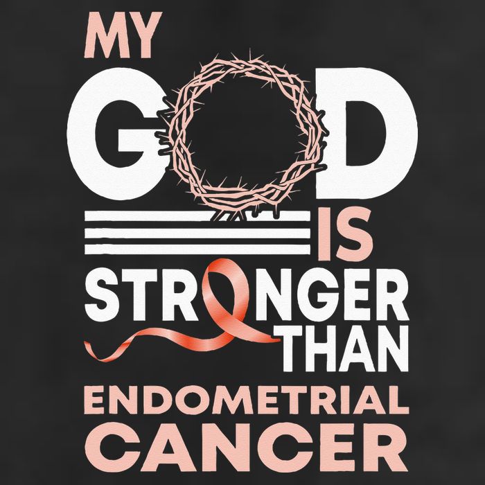 My God Is Stronger Than Endometrial Cancer Awareness Ribbon Adult Drive Performance Visor