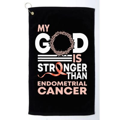 My God Is Stronger Than Endometrial Cancer Awareness Ribbon Golf Towel