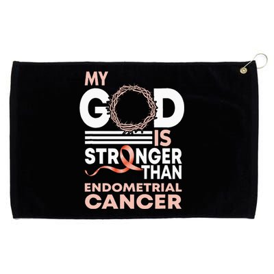 My God Is Stronger Than Endometrial Cancer Awareness Ribbon Grommeted Golf Towel