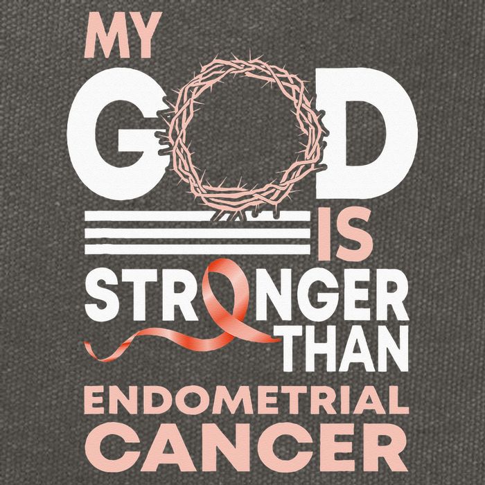 My God Is Stronger Than Endometrial Cancer Awareness Ribbon Cotton Canvas Backpack