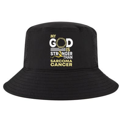 My God Is Stronger Than Sarcoma Cancer Awareness Ribbon Cool Comfort Performance Bucket Hat