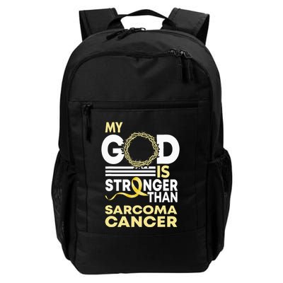 My God Is Stronger Than Sarcoma Cancer Awareness Ribbon Backpack