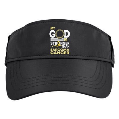 My God Is Stronger Than Sarcoma Cancer Awareness Ribbon Adult Drive Performance Visor