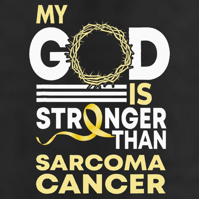 My God Is Stronger Than Sarcoma Cancer Awareness Ribbon Adult Drive Performance Visor