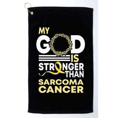My God Is Stronger Than Sarcoma Cancer Awareness Ribbon Golf Towel