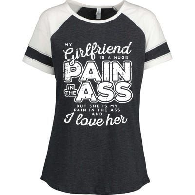 My Girlfriend Is A Huge Pain Boyfriend Enza Ladies Jersey Colorblock Tee