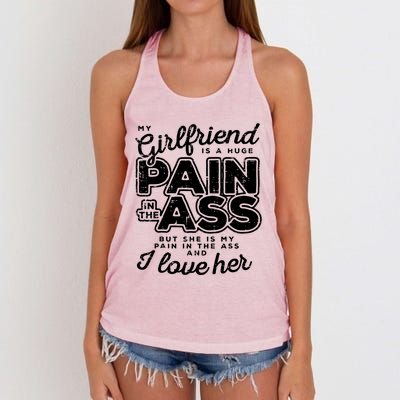 My Girlfriend Is A Huge Pain Boyfriend Women's Knotted Racerback Tank