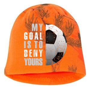 My Goal Is To Deny Yours Soccer Goalie Distressed Goalkeeper Kati - Camo Knit Beanie