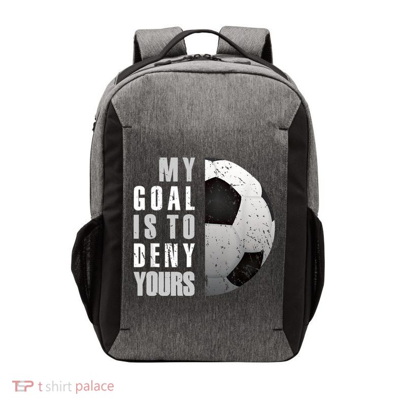 My Goal Is To Deny Yours Soccer Goalie Distressed Goalkeeper Vector Backpack