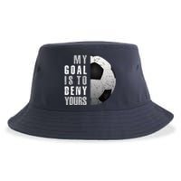 My Goal Is To Deny Yours Soccer Goalie Distressed Goalkeeper Sustainable Bucket Hat