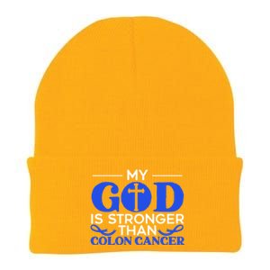 My God Is Stronger Than Colon Cancer Awareness Chrisitan Gift Knit Cap Winter Beanie