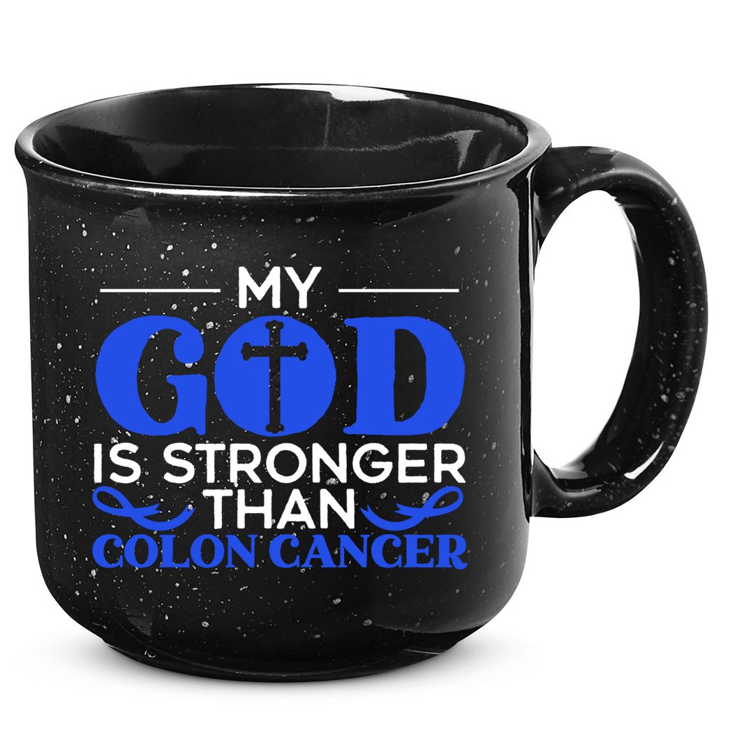 My God Is Stronger Than Colon Cancer Awareness Chrisitan Gift 15oz Campfire Ceramic Mug