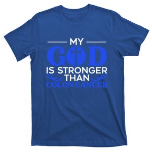 My God Is Stronger Than Colon Cancer Awareness Chrisitan Gift T-Shirt