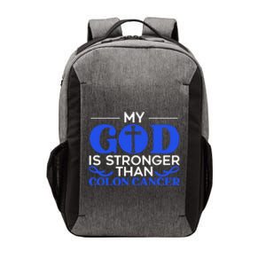 My God Is Stronger Than Colon Cancer Awareness Chrisitan Gift Vector Backpack