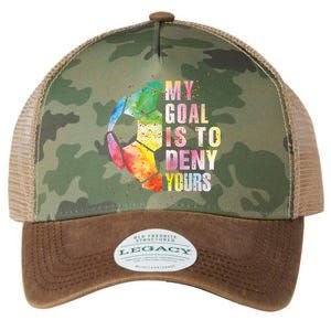 My Goal Is To Deny Yours Soccer Funny Goalie Gift Legacy Tie Dye Trucker Hat