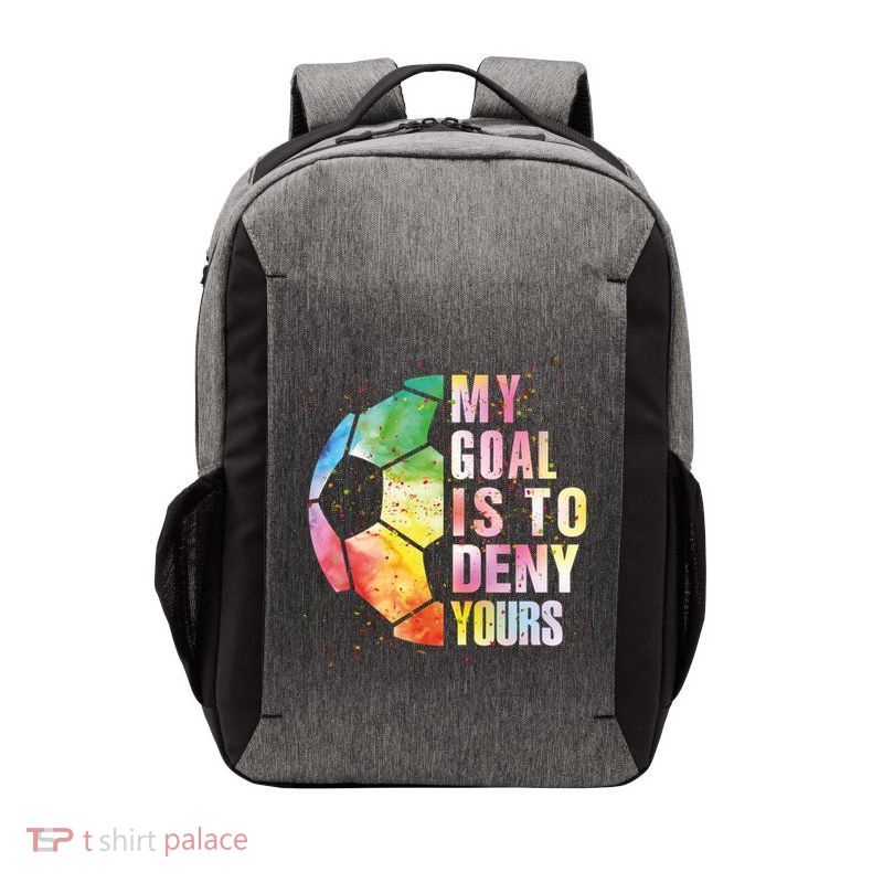 My Goal Is To Deny Yours Soccer Funny Goalie Gift Vector Backpack