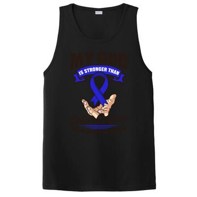 My God Is Stronger Than Design Colon Cancer Awareness Great Gift PosiCharge Competitor Tank