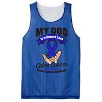 My God Is Stronger Than Design Colon Cancer Awareness Great Gift Mesh Reversible Basketball Jersey Tank