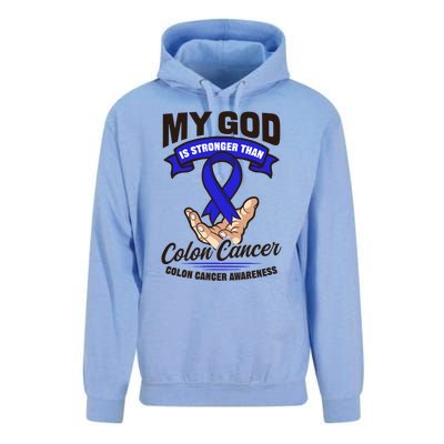 My God Is Stronger Than Design Colon Cancer Awareness Great Gift Unisex Surf Hoodie