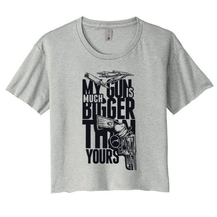 My Gun Is Much Bigger Than Yours Crop Top