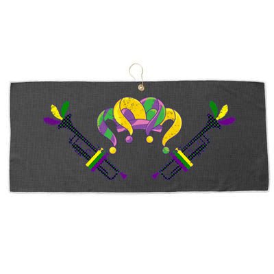 Musician Gift Jester Hat Masquerade Trumpet Mardi Gras Gift Large Microfiber Waffle Golf Towel