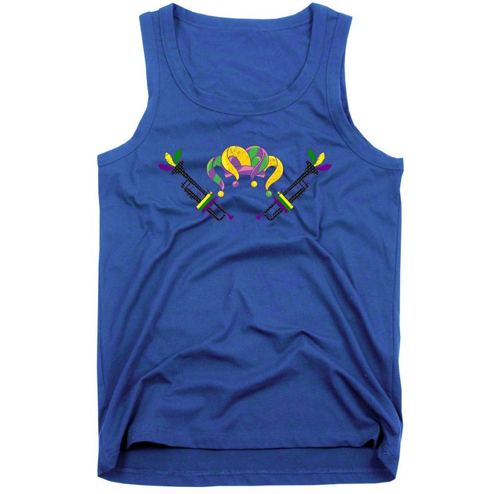 Musician Gift Jester Hat Masquerade Trumpet Mardi Gras Gift Tank Top