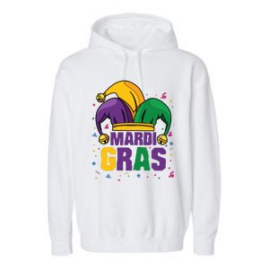 Mardi Gras Jester Costume Funny Mardi Gras Garment-Dyed Fleece Hoodie