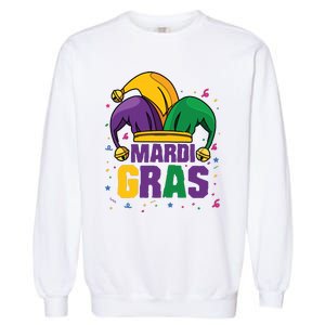 Mardi Gras Jester Costume Funny Mardi Gras Garment-Dyed Sweatshirt