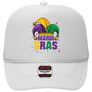 Mardi Gras Jester Costume Funny Mardi Gras High Crown Mesh Back Trucker Hat