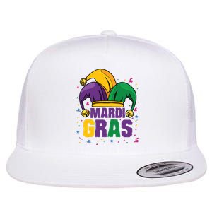 Mardi Gras Jester Costume Funny Mardi Gras Flat Bill Trucker Hat