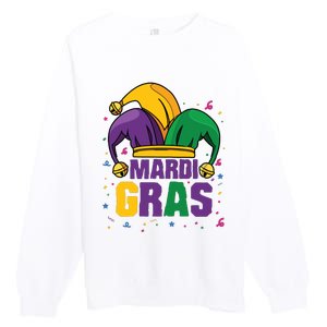 Mardi Gras Jester Costume Funny Mardi Gras Premium Crewneck Sweatshirt