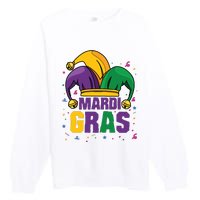 Mardi Gras Jester Costume Funny Mardi Gras Premium Crewneck Sweatshirt