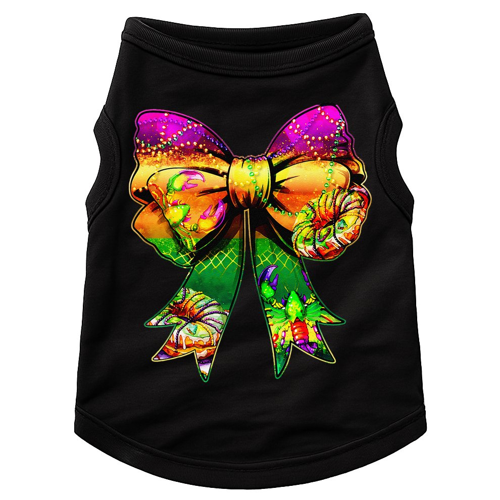 Mardi Gras King Cake Coquette Bow Crawfish Carnival Doggie Tank