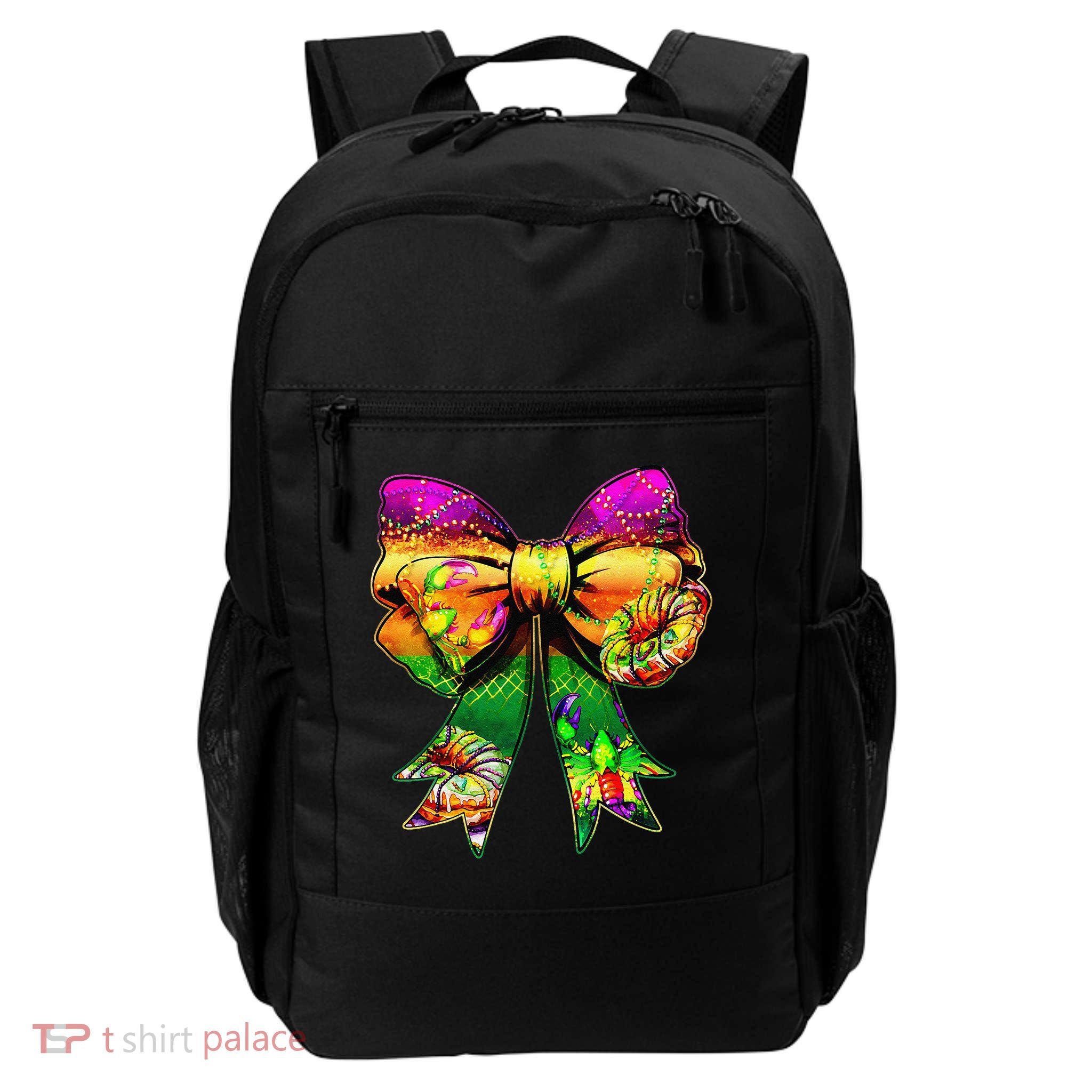 Mardi Gras King Cake Coquette Bow Crawfish Carnival Backpack