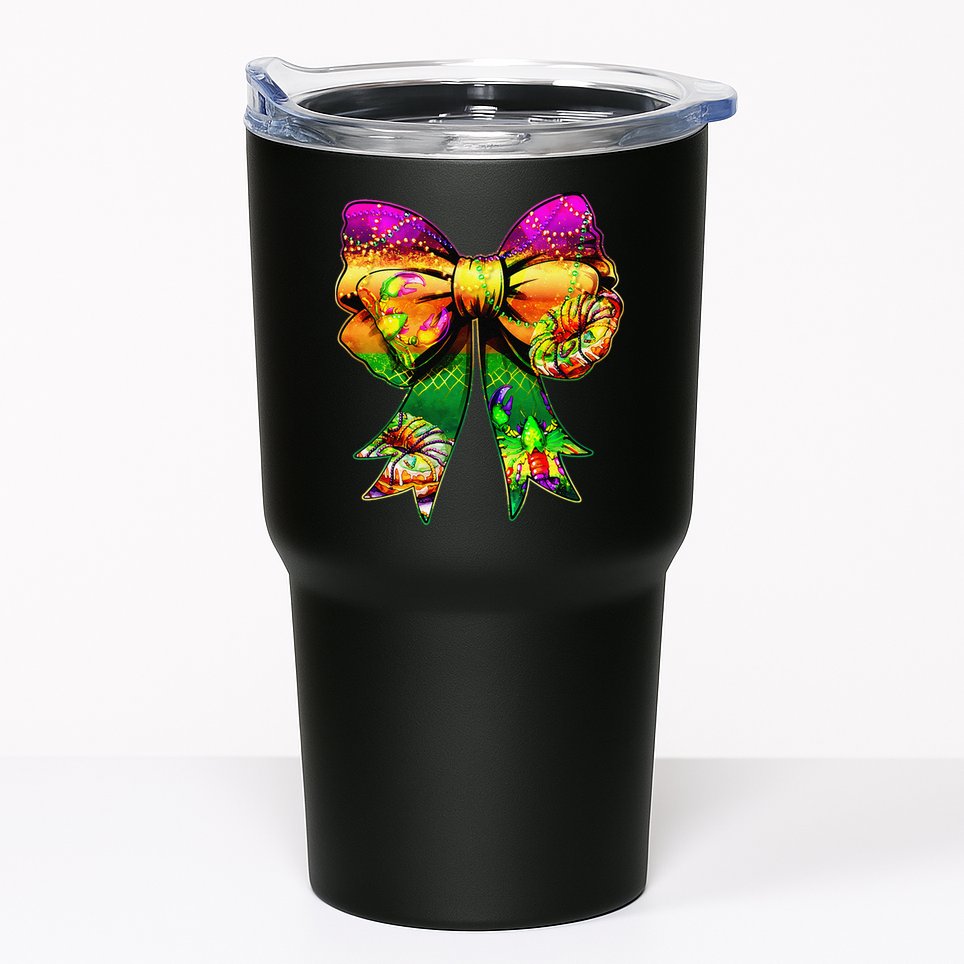 Mardi Gras King Cake Coquette Bow Crawfish Carnival Tumbler