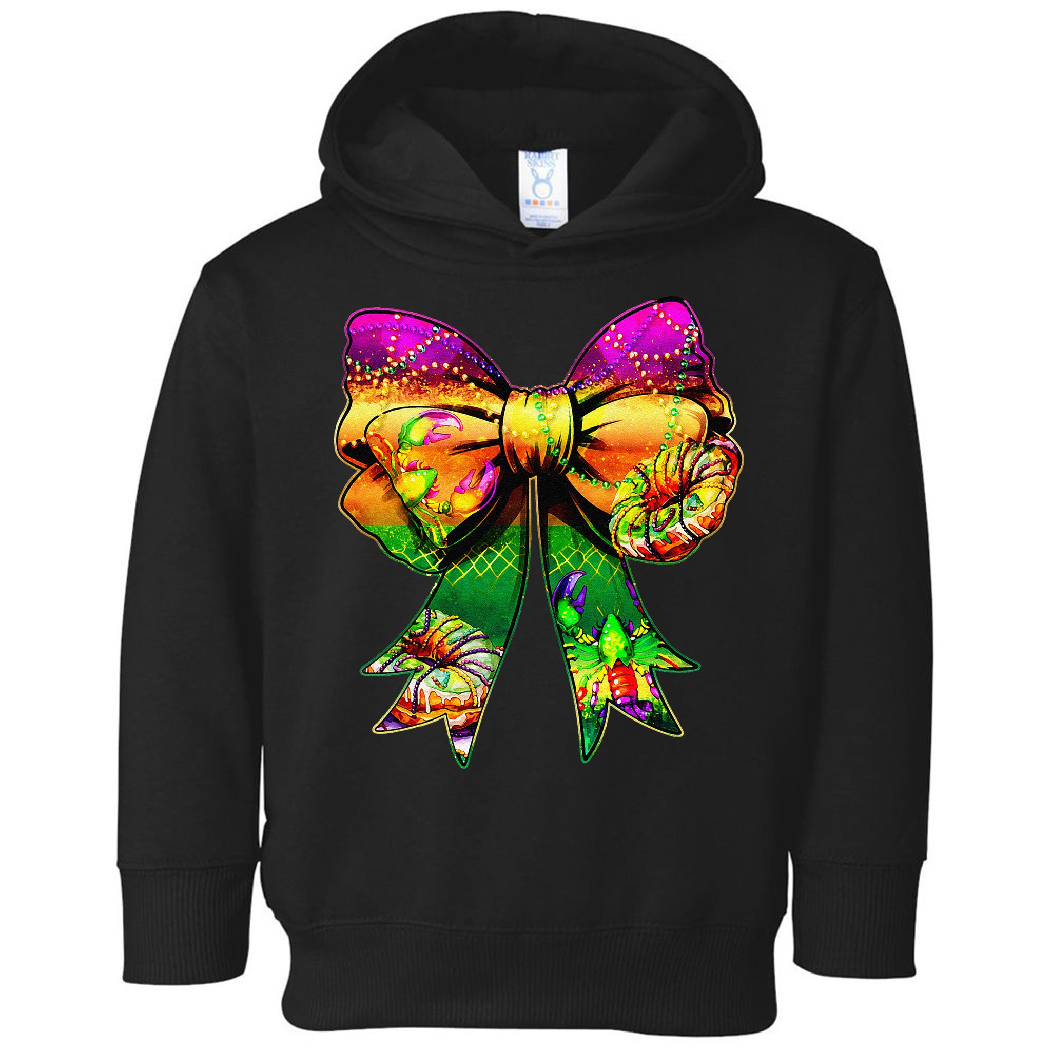 Mardi Gras King Cake Coquette Bow Crawfish Carnival Toddler Hoodie