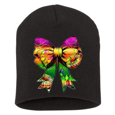 Mardi Gras King Cake Coquette Bow Crawfish Carnival Short Acrylic Beanie