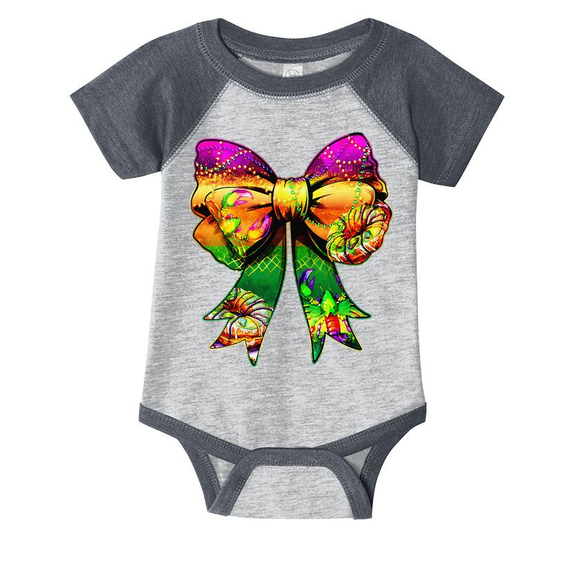Mardi Gras King Cake Coquette Bow Crawfish Carnival Infant Baby Jersey Bodysuit