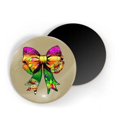 Mardi Gras King Cake Coquette Bow Crawfish Carnival Magnet