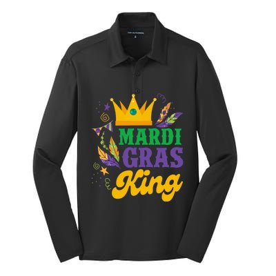 Mardi Gras King Funny Mardi Gras Carnival Party Gift Silk Touch Performance Long Sleeve Polo