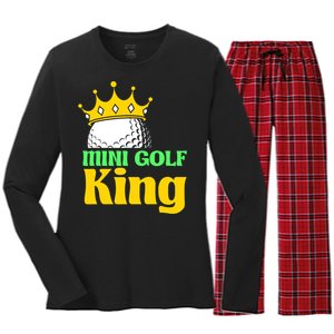 Mini Golf King Funny Mini Golf Player Women's Long Sleeve Flannel Pajama Set 