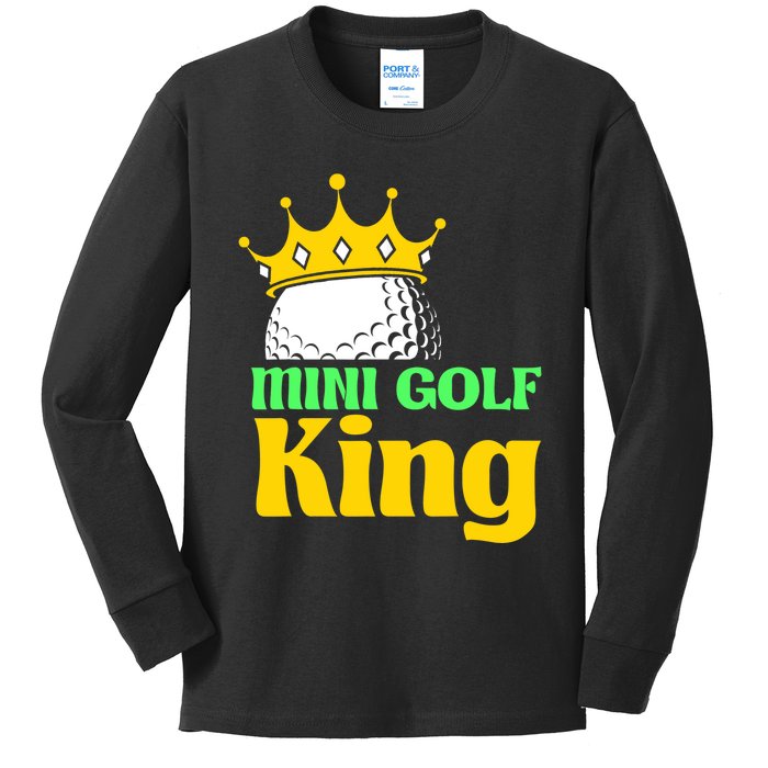 Mini Golf King Funny Mini Golf Player Kids Long Sleeve Shirt