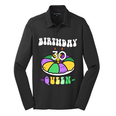 Mardi Gras King Cake 30 Birthday Birthday Queen Mardi Gras Gift Silk Touch Performance Long Sleeve Polo